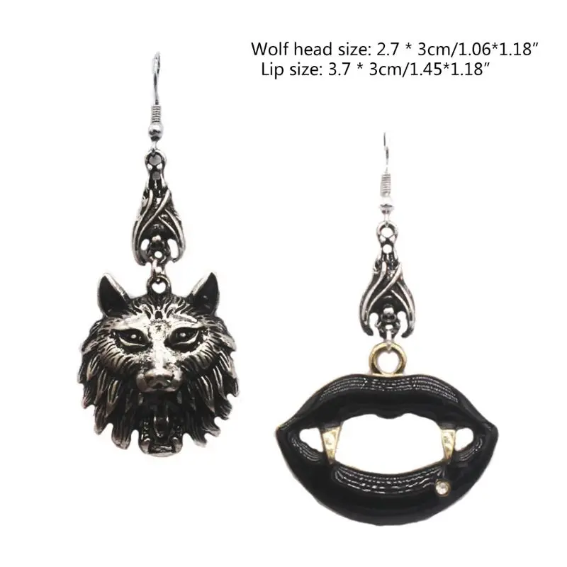 Готические винтажные клыки вампира Werewolf серьги подвески ожерелье асимметричные