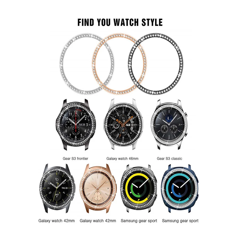 Блестящий ободок для Samsung Galaxy Watch 46 мм 42 Шестерня s3 крышка алмазное металлическое