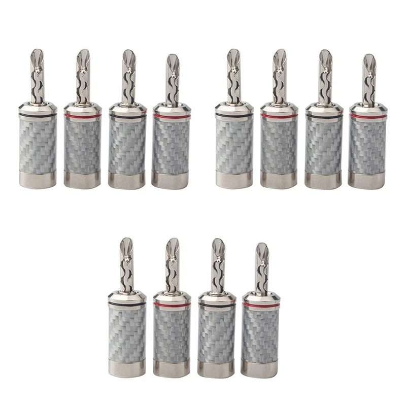 

12Pcs White Carbon Fiber Pure Copper Rhodium Plated Banana Plug with Teeth Hifi Audio Speaker Cable Plug