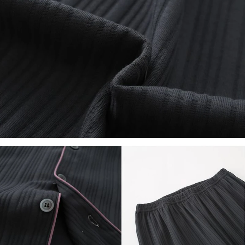 

Men Pajamas Sets With Pocket Cotton Pyjamas Sleepwear Nightwear Long Sleeve Printed Striped Plaid Casual SA1000