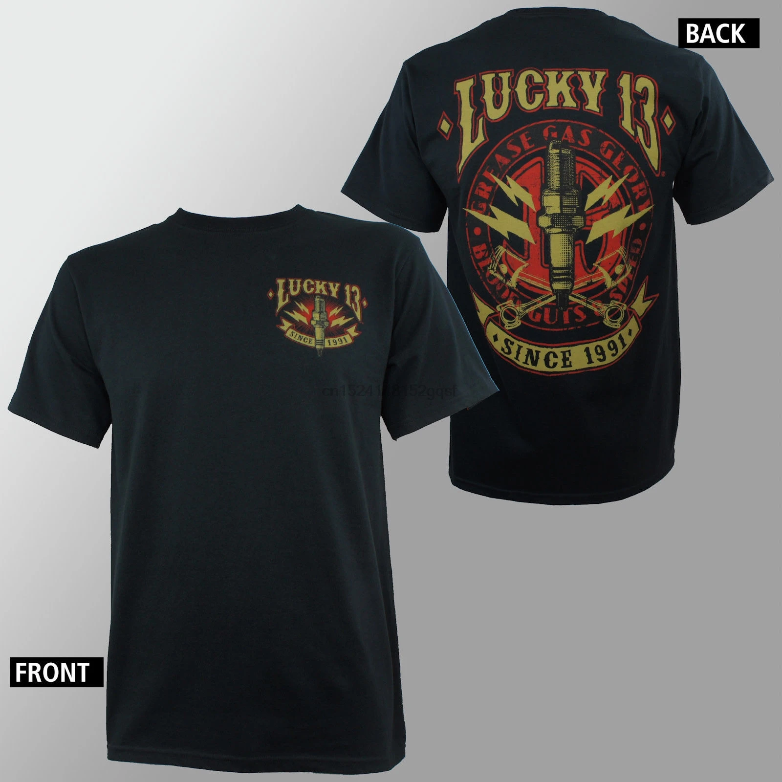 100% LUCKY 13 Amped смазка газ Глория крови кишки футболка M L XL XXL 3XL Новинка |