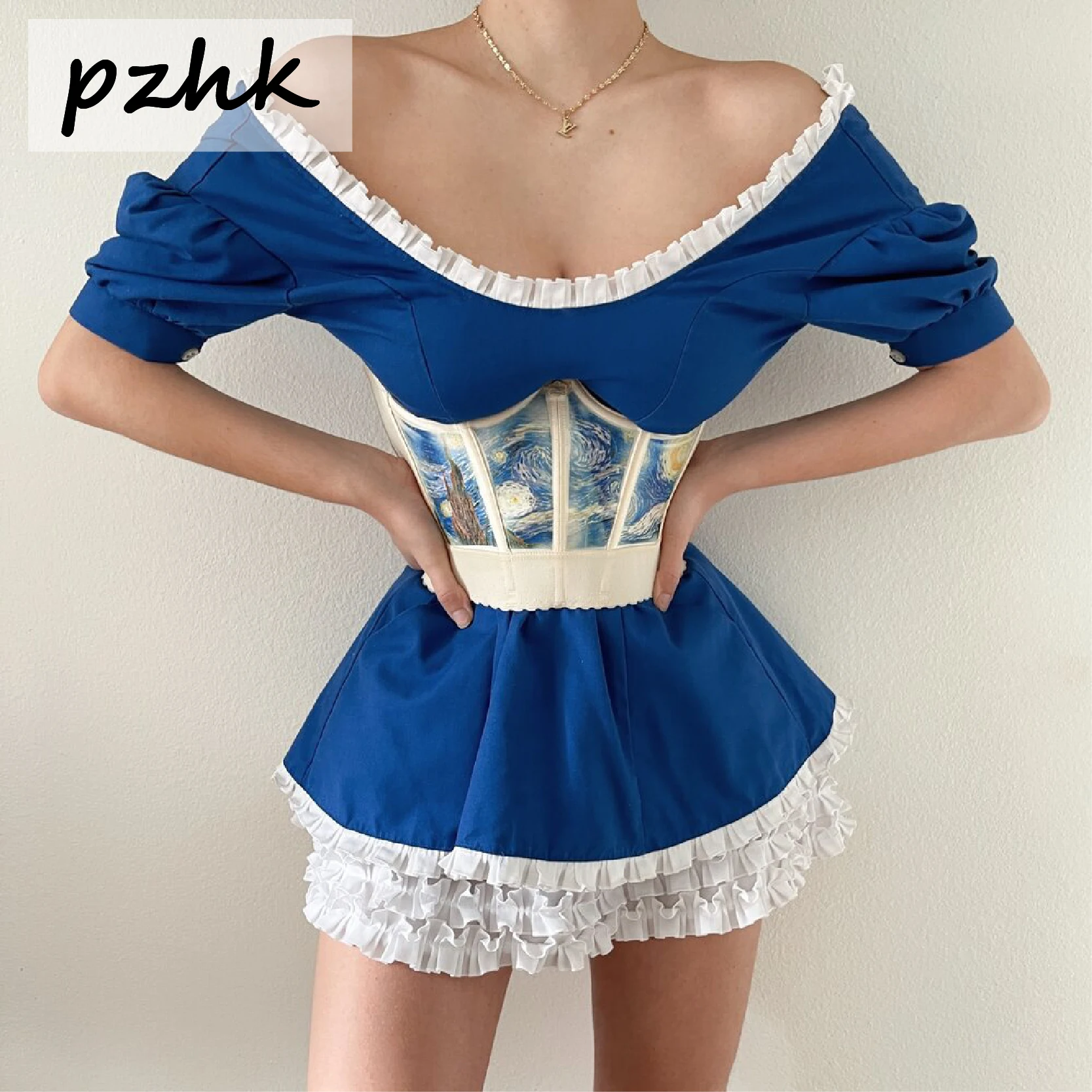 

Jane Deiune 2021 Printed Slimming Fashion Literary Retro Elastic Female Tops