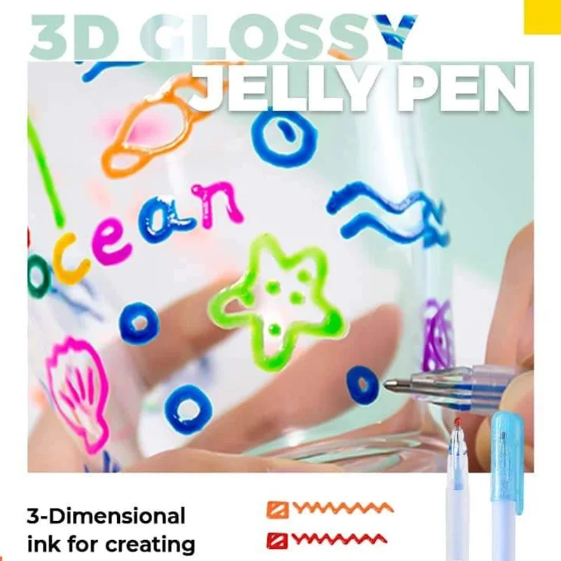 

6/12Pcs 3D Glossy Jelly Ink Pen Waterproof Fade-proof for DIY Album Card Scrapbooks Writing Drawing In Stock