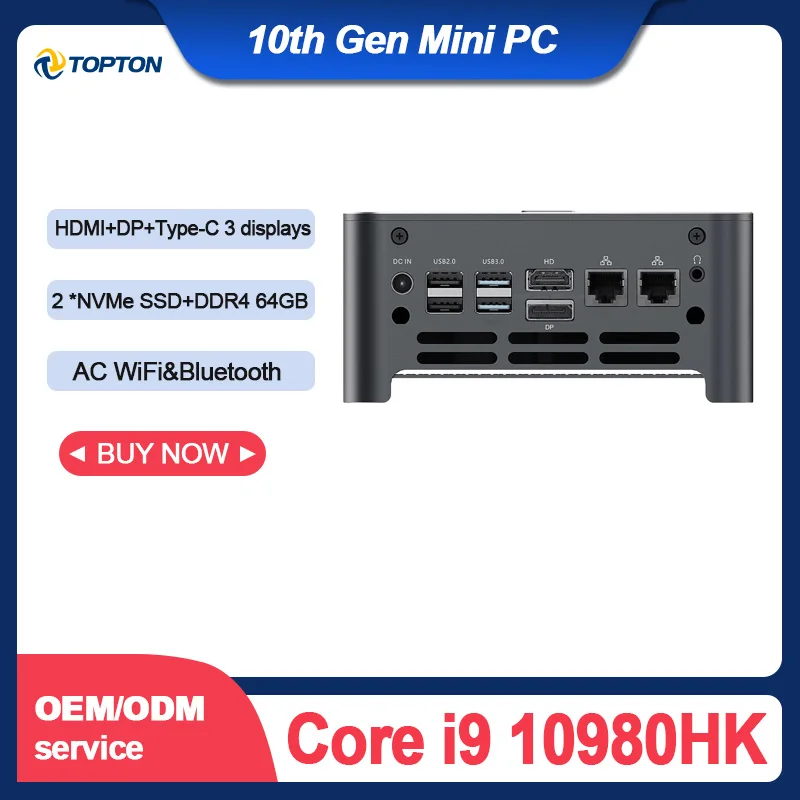 Новейший процессор Intel Mini PC Core i9 10980HK Xeon W 10885M 2LAN NUC Windows 10 2 * DDR4 NVMe игровой Настольный