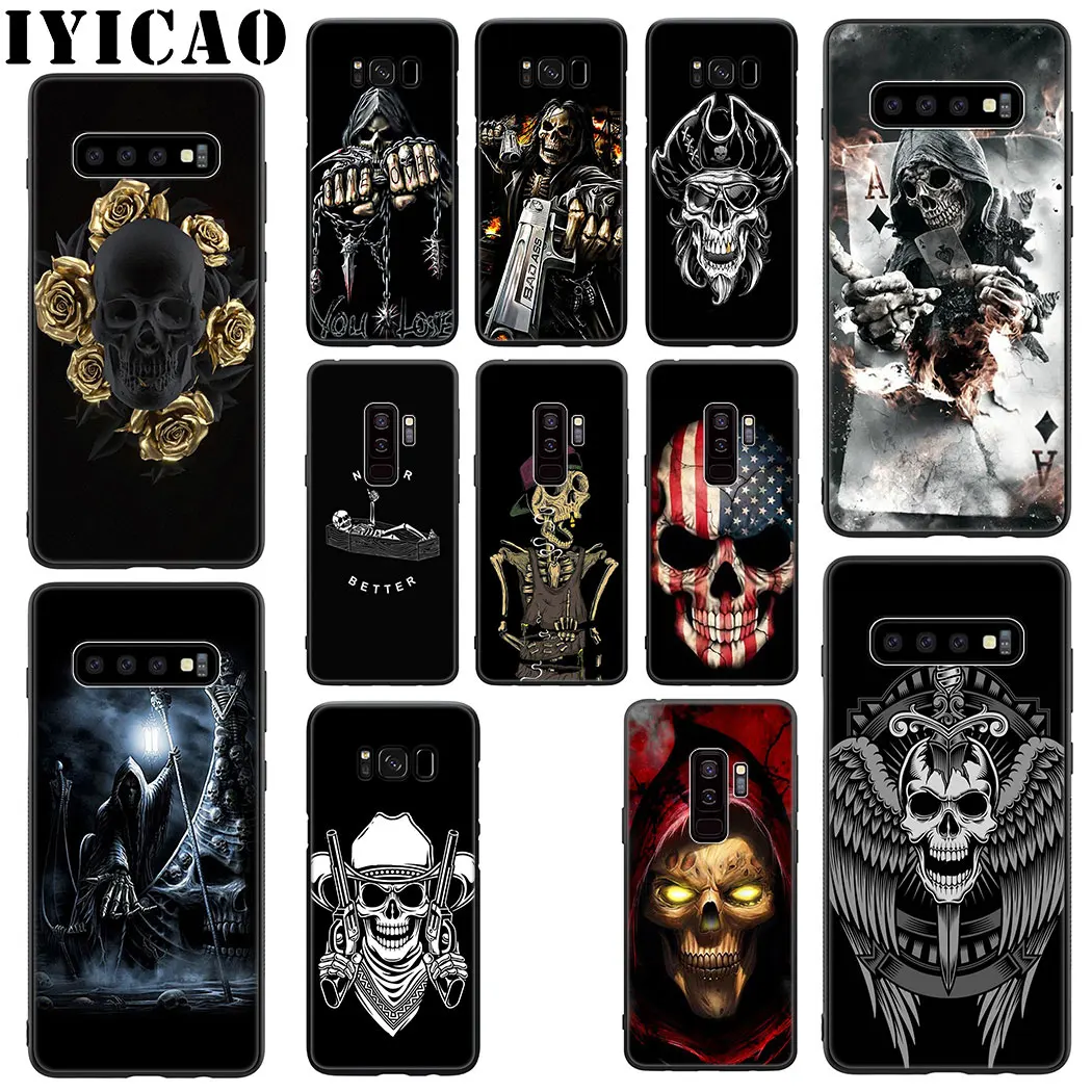 Черный мягкий силиконовый чехол с принтом черепа для Samsung Galaxy S20 S10 S9 S8 Plus Lite Ultra S10e