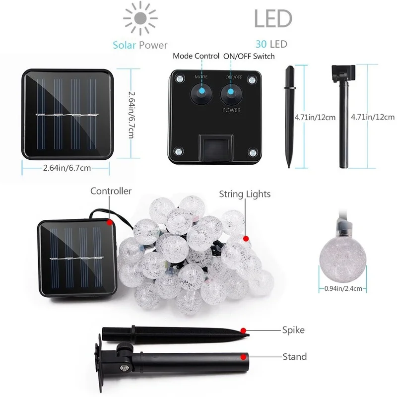 

Courtyard decoration Solar String Light LED Bubble Ball String Light Outdoor Christmas Decoration LED Flashing Light