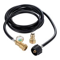 12 feet propane hose with gauge tank adapter converts pol lp tank to qcc1 for gas grill stove and more propane appliances