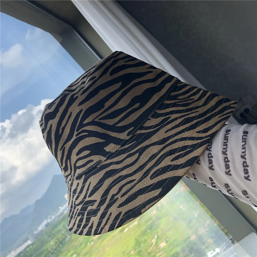 Женские двухсторонние шляпы с принтом зебры рыбацкая шляпа модные из