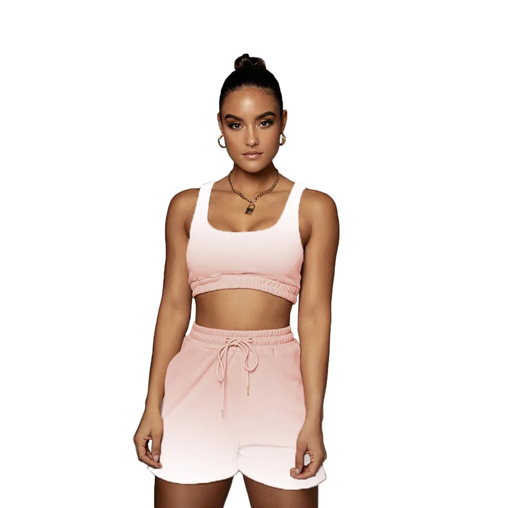 

Повседневный Женский комплект из двух предметов, велосипедный укороченный топ и короткие брюки, спортивный костюм на шнуровке, летняя одеж...