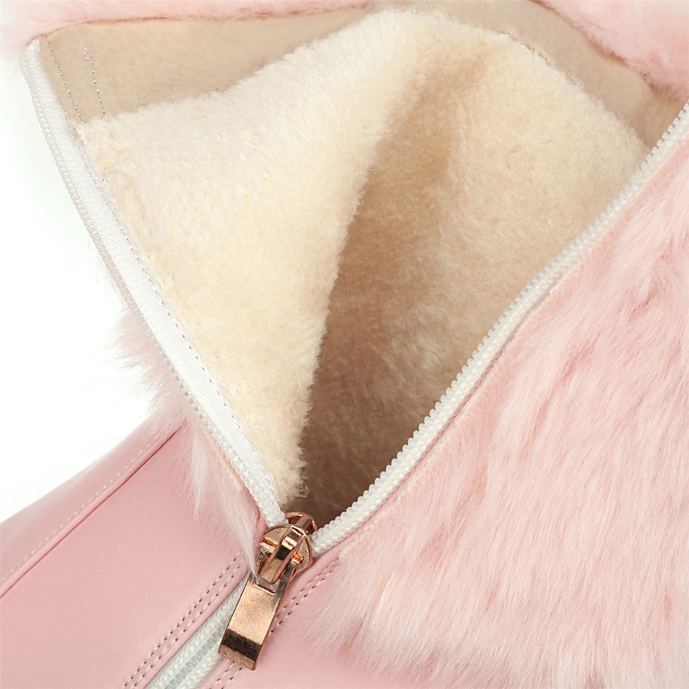 Женские зимние модные ботинки на высоком каблуке с теплым мехом Модель 2020 года