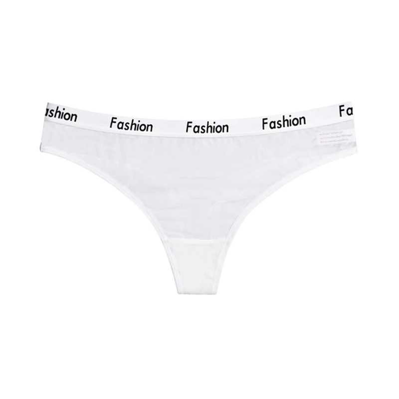 

Women's sexy transparent mesh thong sexy solid color letters sports wind thong fashion low-rise shorts T-shaped briefs A19208
