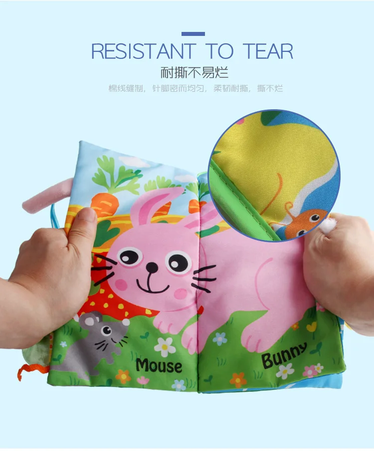 

Baby Cloth Book Soft for Kids Learning Quiet Books Animal Tail Dinosaur Activity Book Newborn Educational Baby Toys 0-12 Months