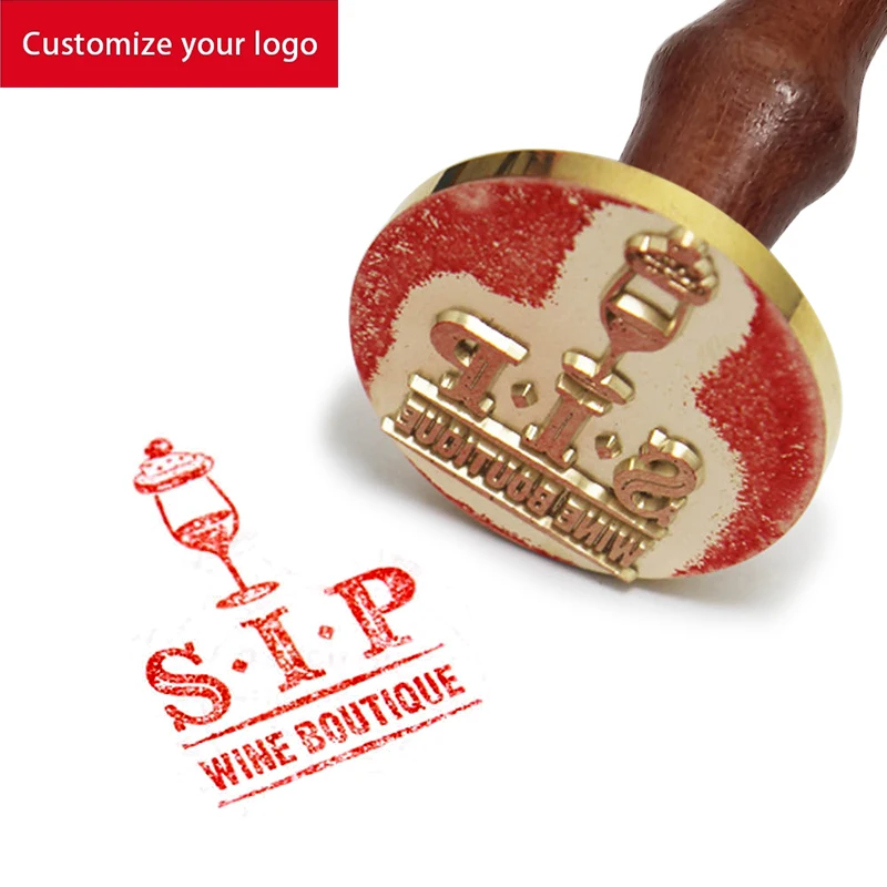 Чернильный штамп с изображением персонального логотипа деревянная ручка