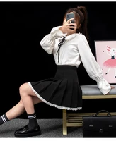 lace pleated skirt stitching skirt kawaii skirt pleated mini skirt punk skirt skater skirt gothic skirt harajuku korean skirt