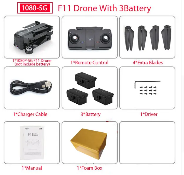 F11 3B Foam Box SJRC F11 PRO gps Дрон с Wifi FPV 1080 P/2 K HD камера F11 бесщеточный Квадрокоптер 25 минут время полета складной Дрон Vs SG906 - Цвет: F11 3B Foam Box