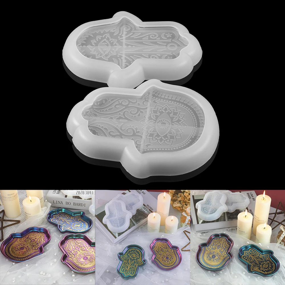 

1pcs Hamsa Hand Tray Silicone Molds Palm Amulet Epoxy Resin Mold Hamsa Hand Shape Holder For DIY Dish Crafts Jewelry Making