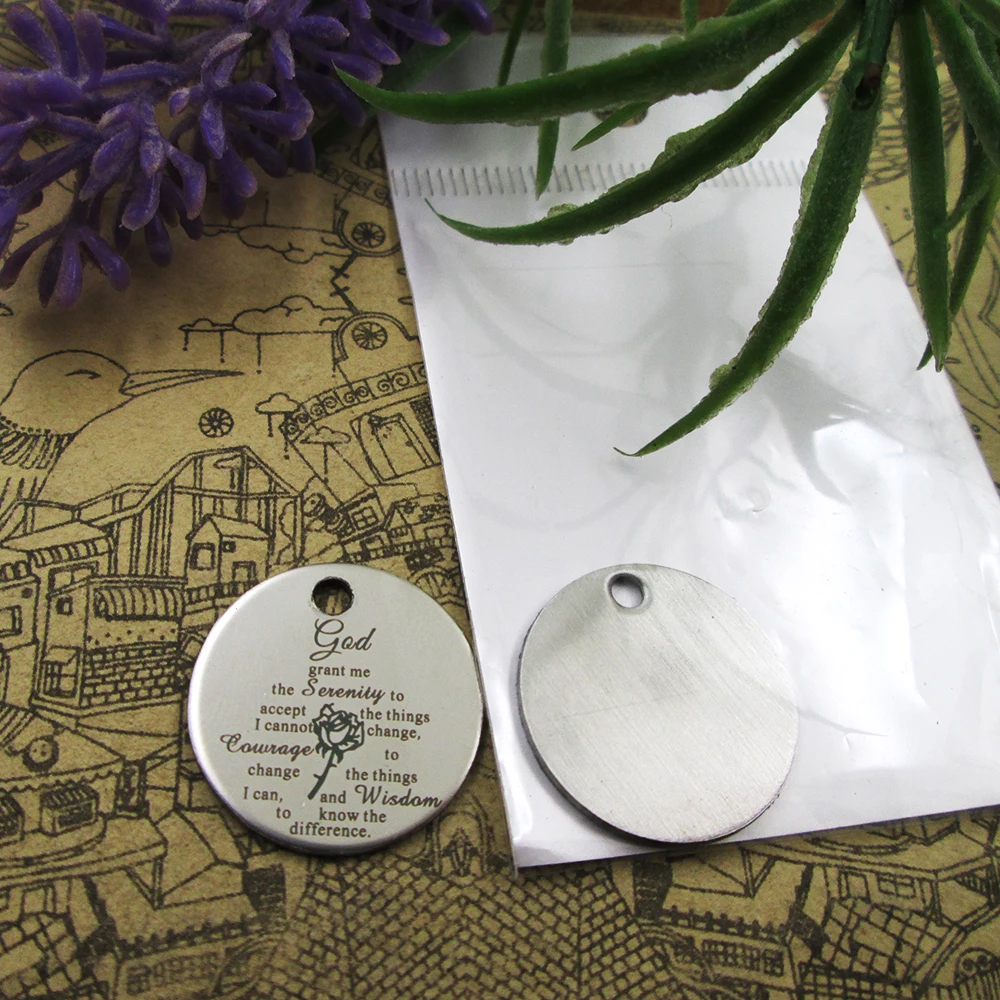 10 шт -- &quotДай бог мне беззаботность принять...&quot амулеты из нержавеющей стали 5