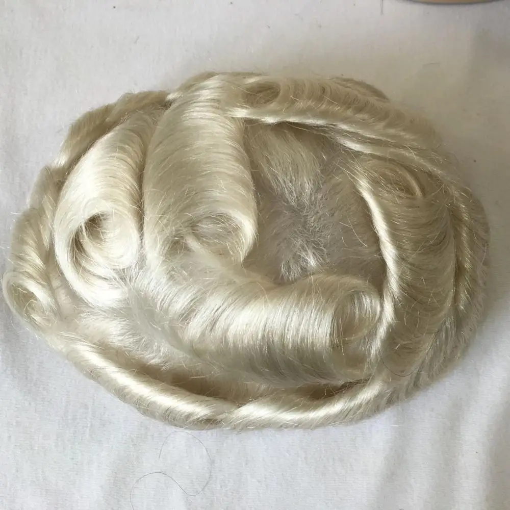60R # Tsingtaowig, ультратонкая кожа v-петельные Для Мужчин's накладки из искусственных волос Природные Для мужчин волосы Системы супер парик из тонкой кожи замена волос Sy - Парик Цвет: 60R #