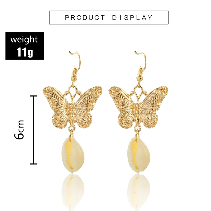 Модные серьги подвески Tocona в виде бабочки для женщин богемные Подвески ракушек