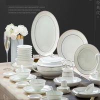 60 heads jingdezhen ceramic dinner dish rice bowl soup bowl salad noodles bowl plate dish dinnerware set kitchen tableware