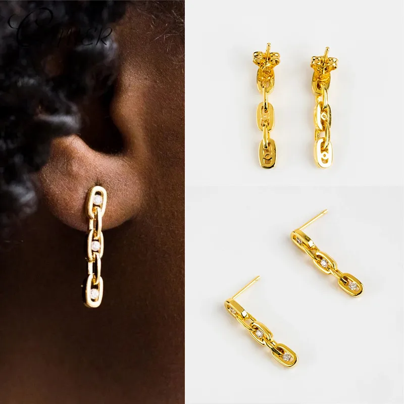 Женские Висячие серьги CANNER модные длинные с цирконием и цепочкой в стиле панк из