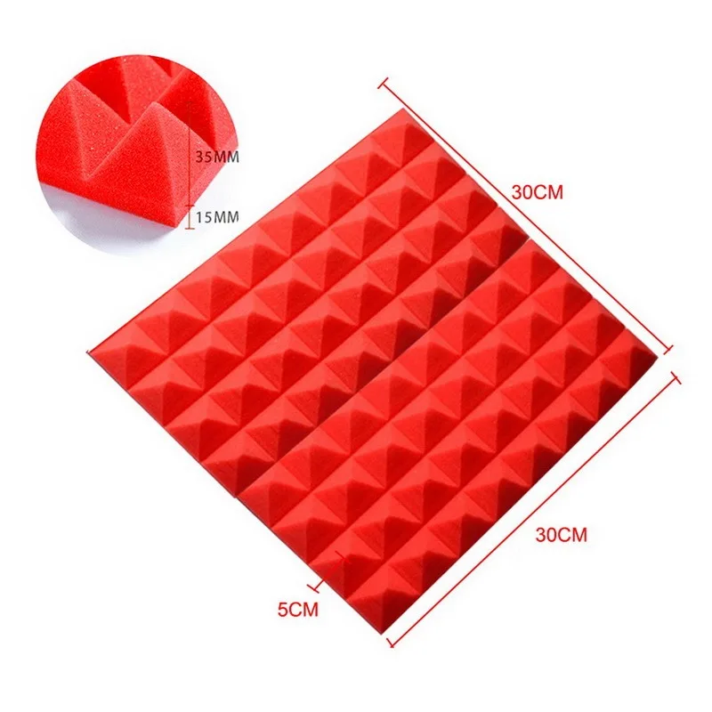 

2021 New 12Pcs 30x30x5cm Studio Acoustic Foams Panels Sound Insulation Treatment KTV Drun Room Wall Soundproof Foam Sponge Pad