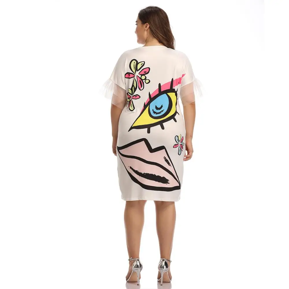 WHZHM белый с принтом вечерние платья для женщин Большие размеры 3XL 4XL печатным