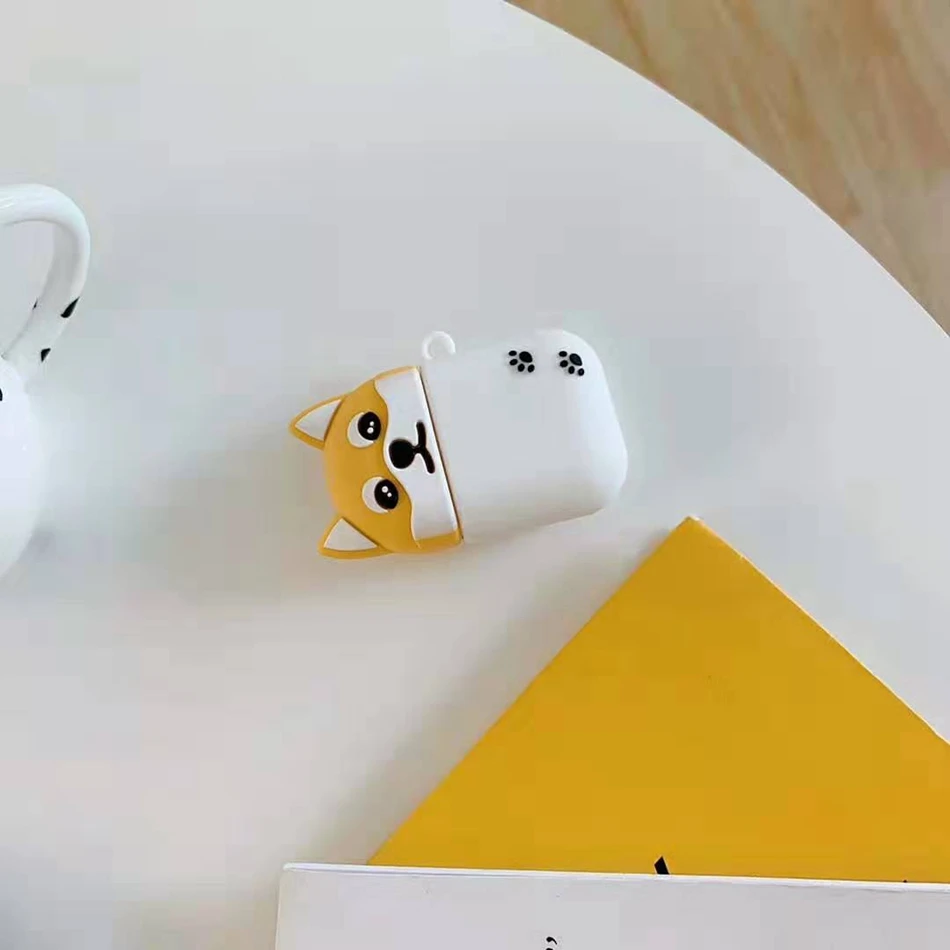 Для AirPods чехол 3D милый забавный мультяшный черный белый Хаски желтый Сиба чехол для Airpods 2/i10/i11 TWS Защитная крышка