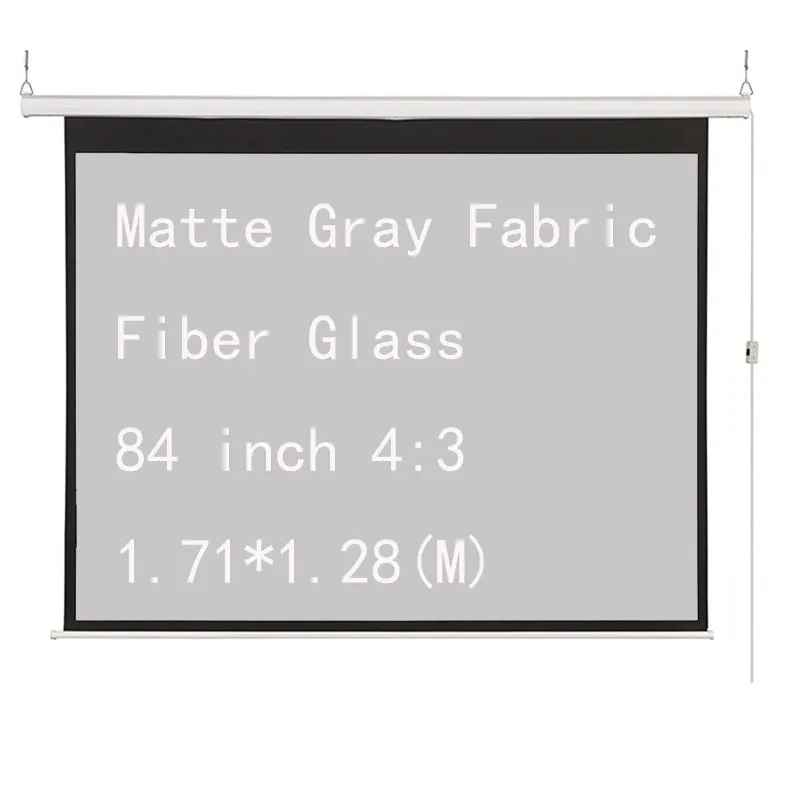 

Thinyou Matte Gray Fabric Fiber Glass 84 inch 4:3 HD Motorized Electric Projector Screen Wall Ceiling with Remote Up Down