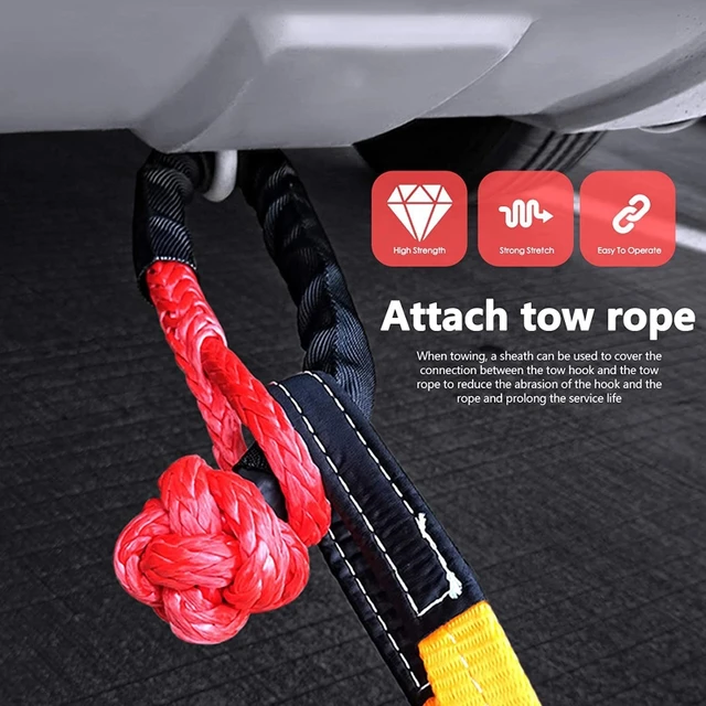 Shatter Resistant Synthetic Soft Shackle Rope Heavy Duty Offroad Tow Shackle Strap with Protective Sleeve 38000lbs 1/2"x22" 4