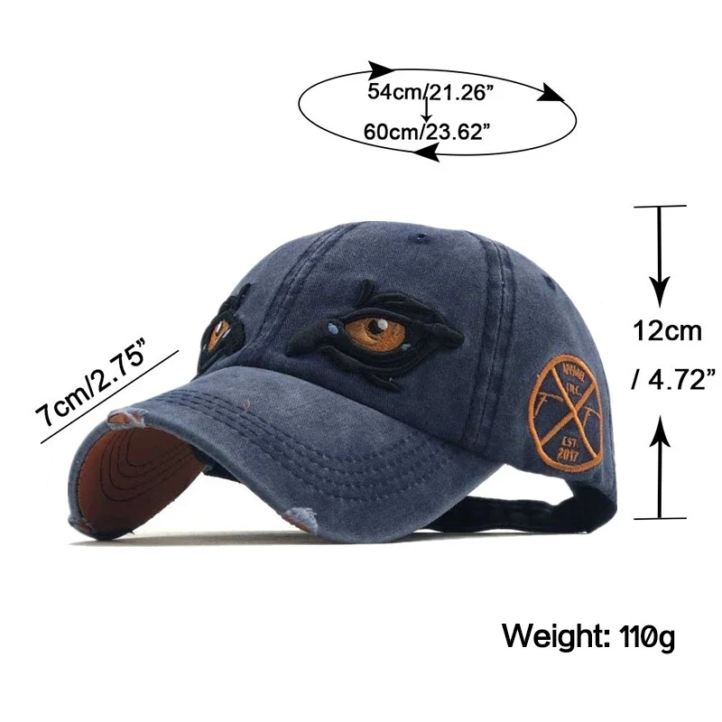 

New 3D Embroidered eye Cap For Men Cotton Sports Baseball Caps Fashion Black Pattern Women Snapback Army Male Cap Hip Hop Bone