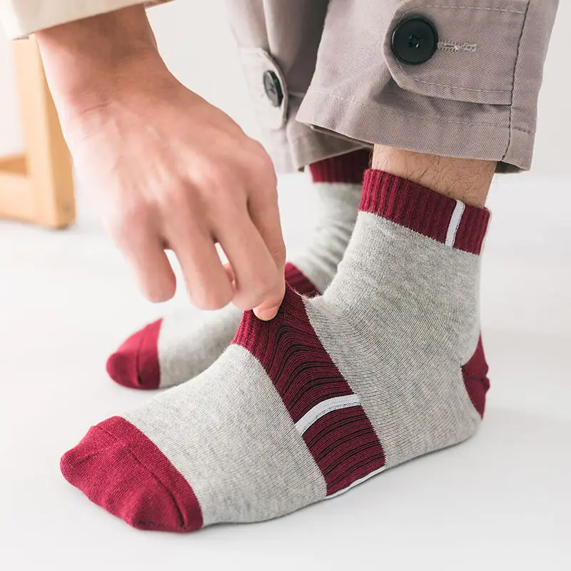 5 pairs/lot New style Quality Spring summer sports socks men junior middle school students four seasons sweat absorption socks