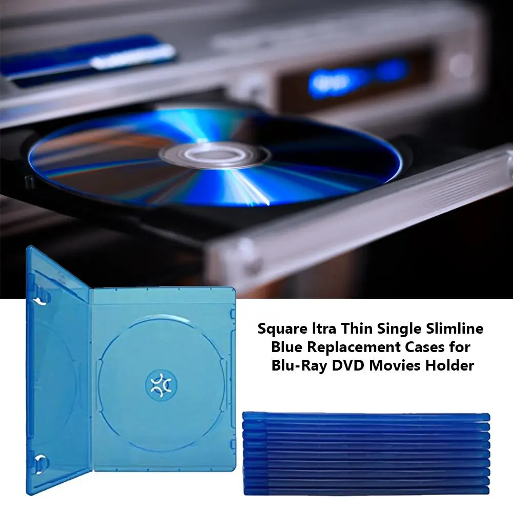 Квадратный Ltra тонкий один Slimline синий Сменный Чехол s для Blu Ray DVD фильмы держатель CD