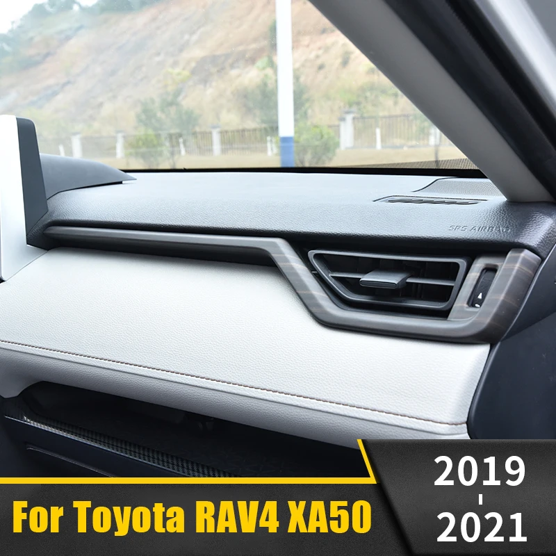 

ABS Chrome Car Co-pilot Dashboard Panel Decoration Trim Cover Sticker For Toyota RAV4 RAV 4 2019 2020 2021 XA50 Accessories