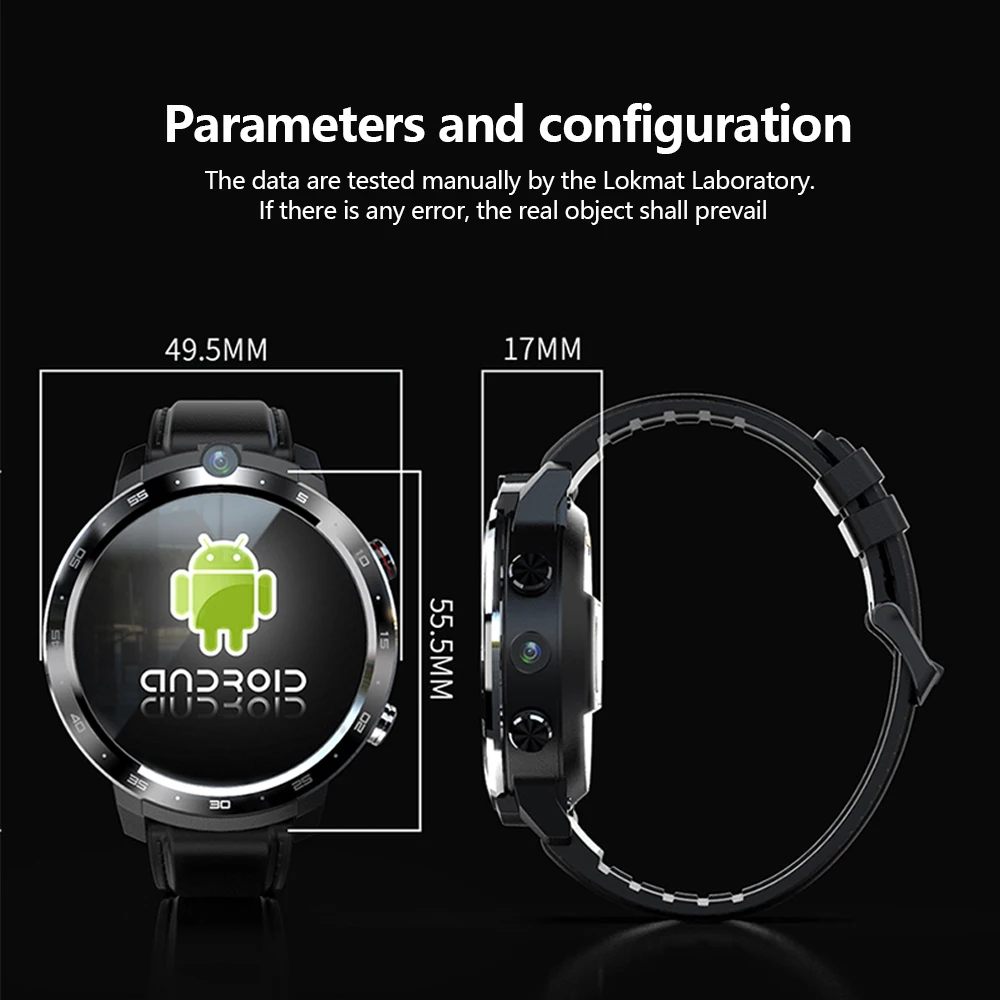 LOKMAT APPLLP 2 Android Smart Watch Phone MT6762 4G Network Dual Camera Wifi GPS Face Unlock RAM 4G ROM 64G Men Smartwatches