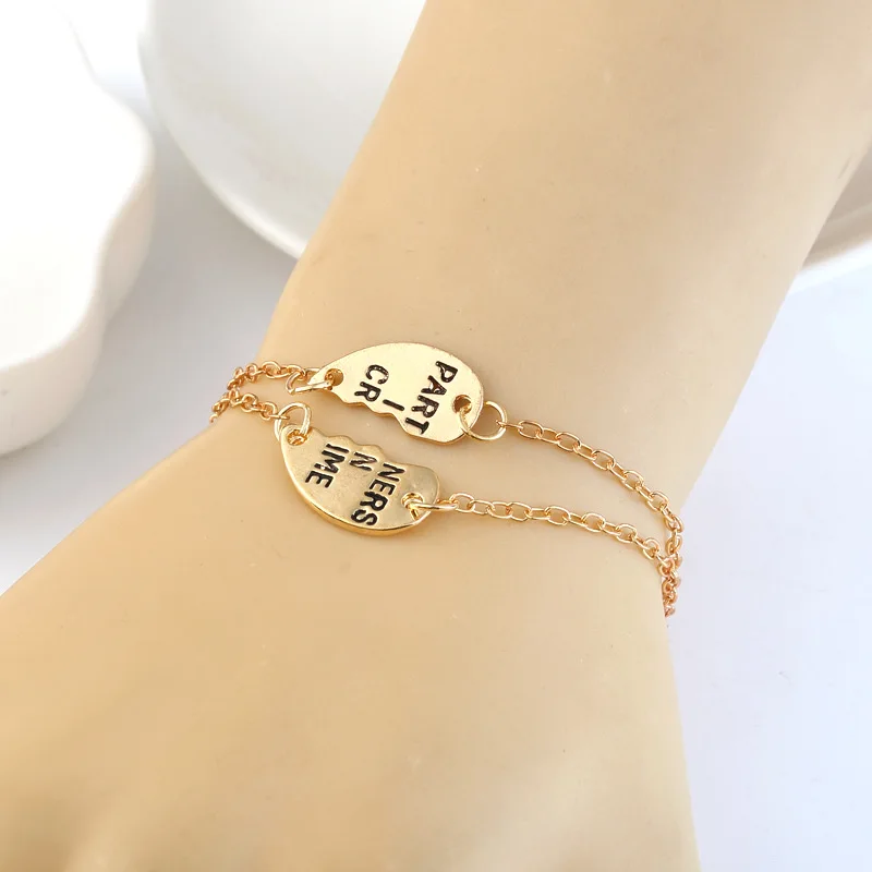 2 шт. лучшие подруги Charm Bracelets для женщин девочек головоломка сплайс сердце браслет браслеты золотого цвета Дружба навсегда Bff ювелирные изделия на.