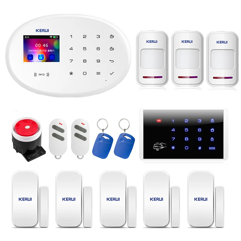Kit 4 KERUI wifi GSM домашняя охранная сигнализация 2,4 дюймов TFT цветная Сенсорная панель приложение управление RFID карта беспроводной умный дом Охранная сигнализация хост - Цвет: Kit 4