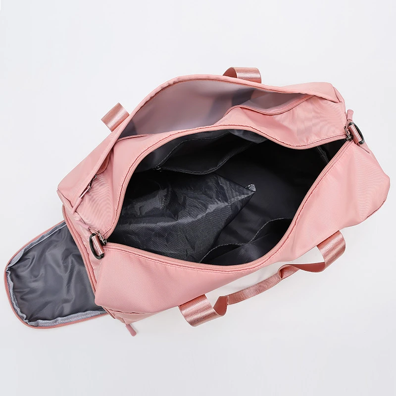 Pink Women's Gym Bag Fitness Long And Short Distance Outdoor Travel Portable Large-capacity Nylon Waterproof Shoe Warehouse Bags