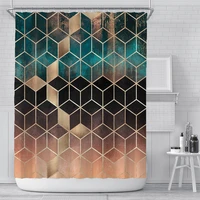 180x180cm 3d geometric marble printing bathroom shower curtain polyester waterproof home decoration bathroom curtain with hook