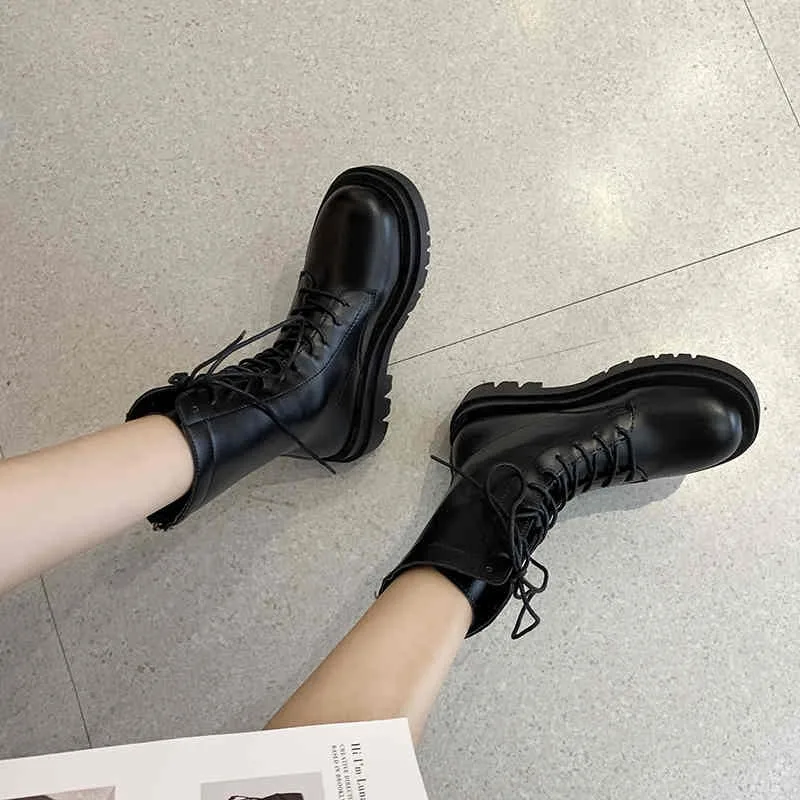 Thick-soled female British style 2021 new boots wild winter short boots women's shoes cotton shoes winter plus velvet