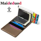 Кошелек мужской из искусственной кожи с RFID-блокировкой, держатель для кредитных карт из углеродного волокна, автоматический Алюминиевый бумажник для визиток и документов