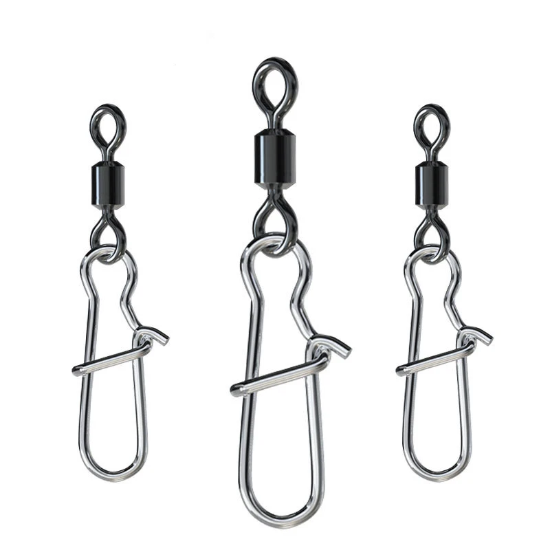 

50pcs Fishing Connector Eight-ring Stainless Steel Snap Fishhook Swivels Tackle for Hooks Fishing Accessories 4/6/8/10/12#