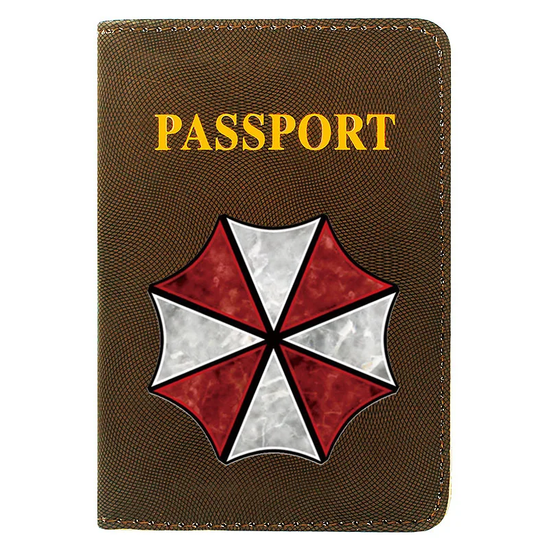 

Fashion Women Men Passport Cover Pu Leather Biochemical Company Umbrella Printing Travel ID Credit Card Holder Packet Wallet