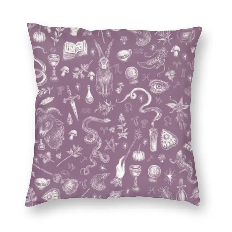 

Purple Salem Witch Cushion Cover Sofa Decoration Halloween Gothic Square Pillow Cover 40x40cm