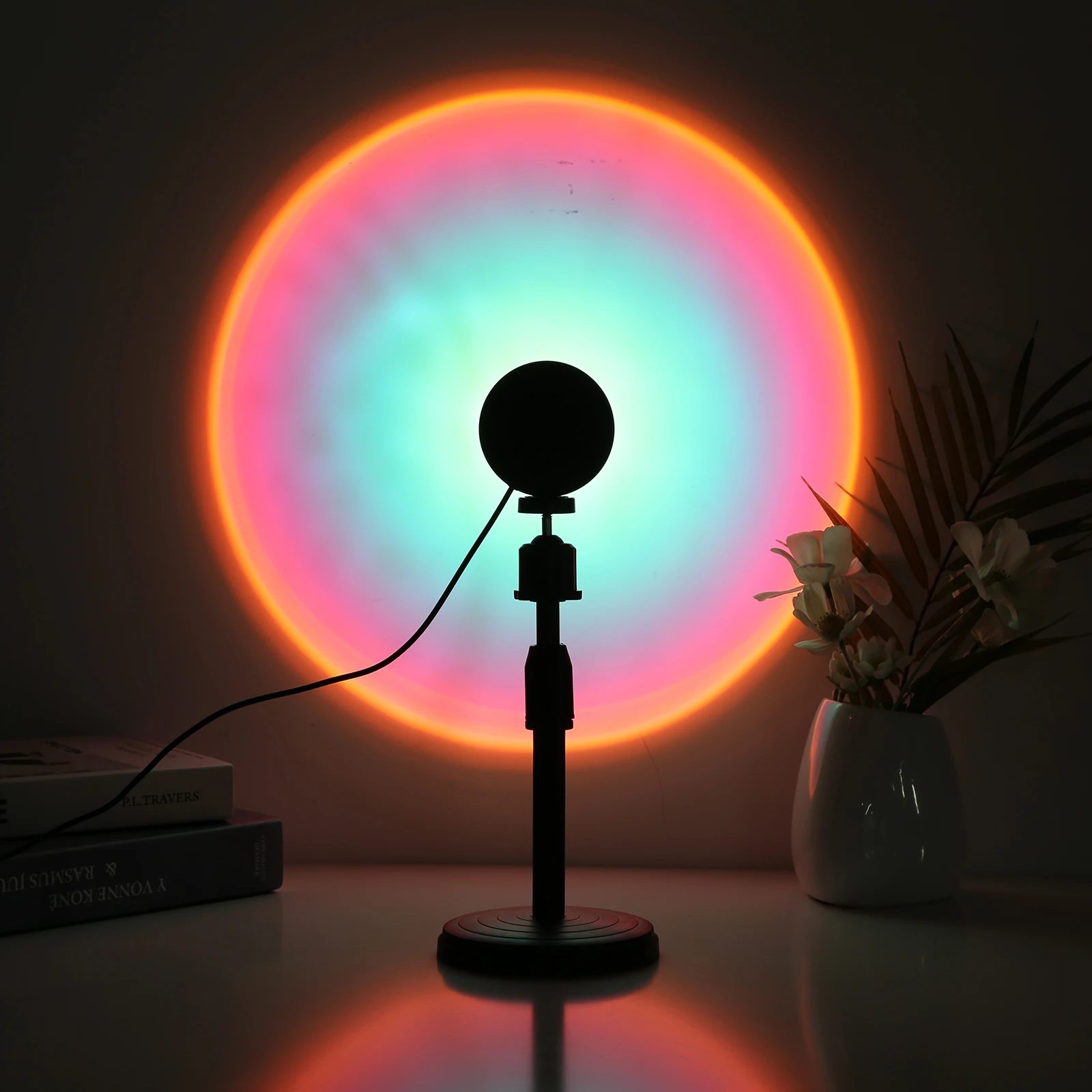 

USB Rainbow Sunset Red Projector Led Night Light Sun Projection Desk Lamp for Bedroom Bar Coffee Store Wall Decoration Lighting
