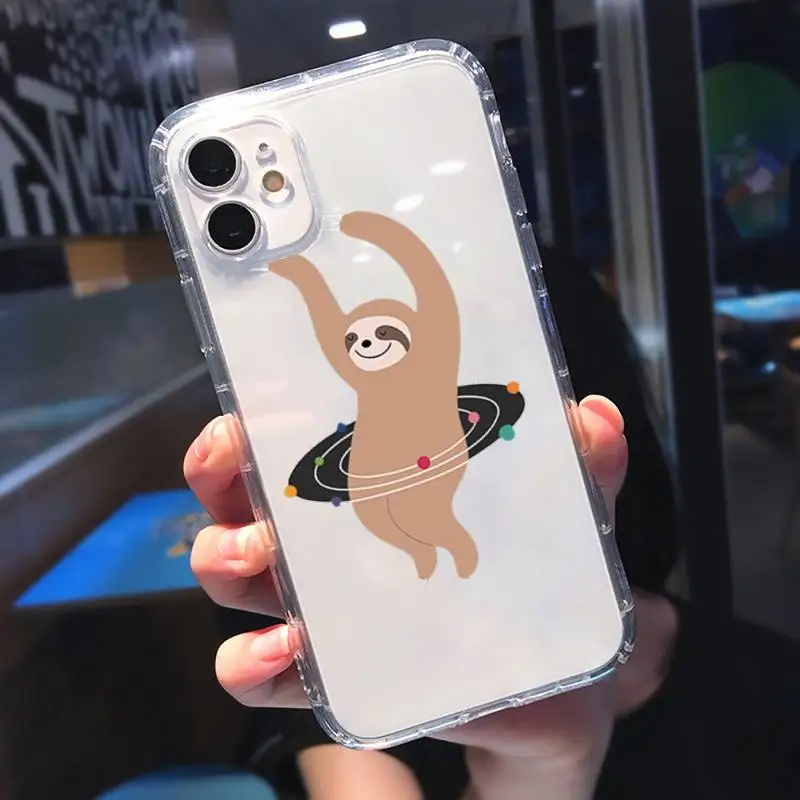

Cute sloth Phone Case Transparent soft For iphone 5 5s 5c se 6 6s 7 8 11 12 plus mini x xs xr pro max