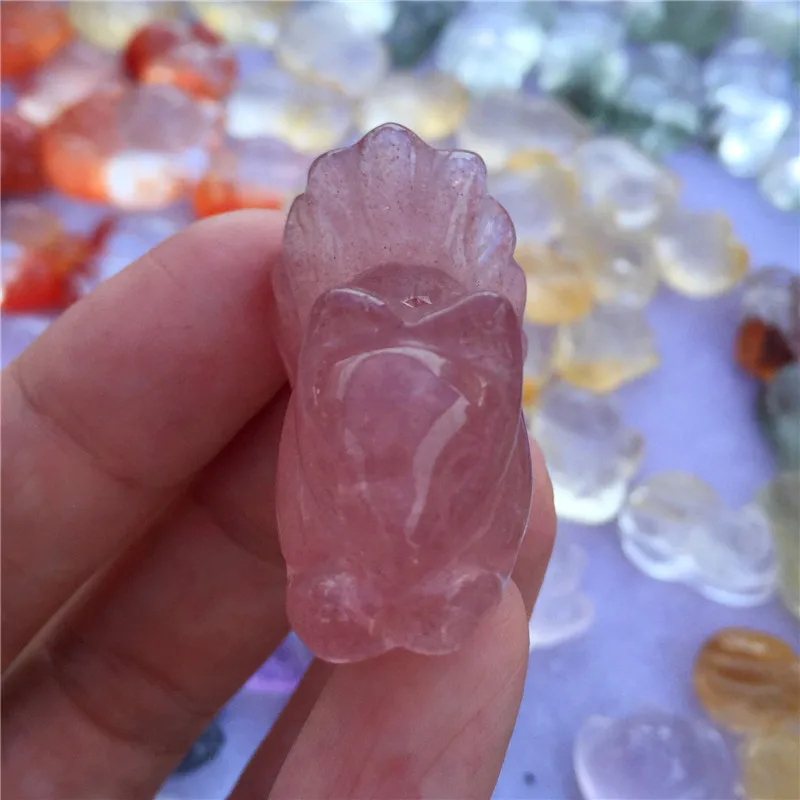 Красивая Милая натуральная клубника кристалл лиса ручной работы резной любовный