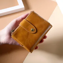 Мужской кошелек из 100% воловьей кожи с двойной молнией