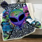 Одеяло Trippy Alien от Brizbazaar Sherpa, акварельное одеяло, одеяло с тремя глазами на заказ, одеяло Мандала Saucerman Mantas De Cama