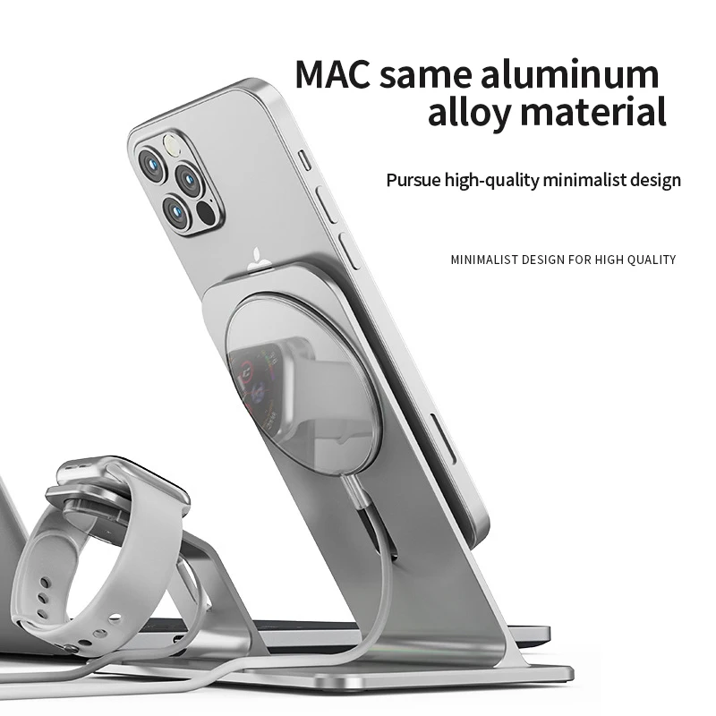 Wireless Charger Holder Base Desk Metal Stand for iPhone13 12 11 Pro Max Apple iWatch 7/6/5/4 Magnetic Magsafe Mount Accessories
